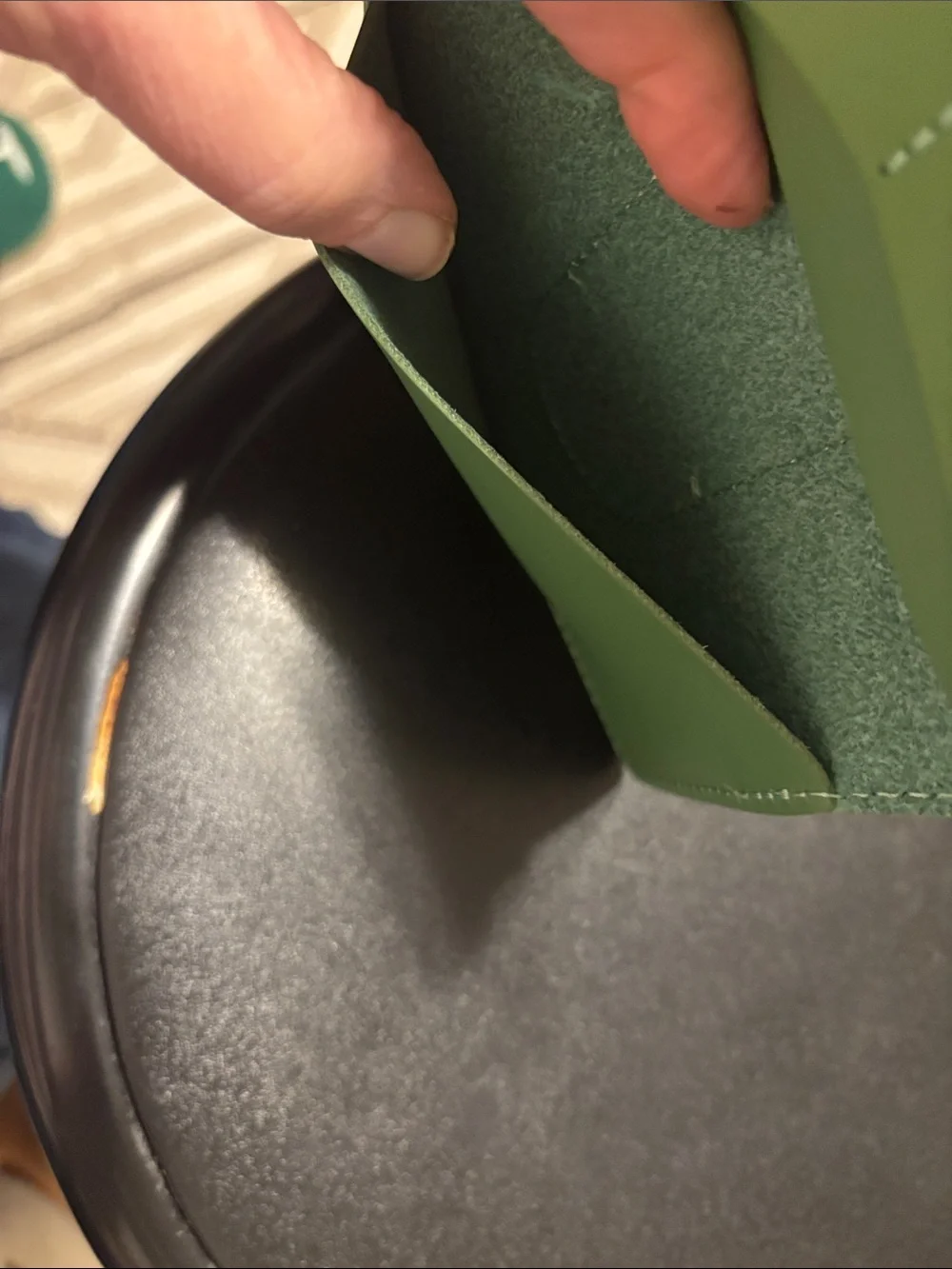 Avocado Green Leather Passport Holder With Area For AirTag By ALLIVE
